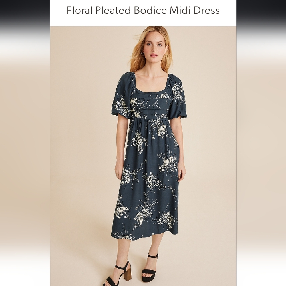 Blue Floral Midi Dress